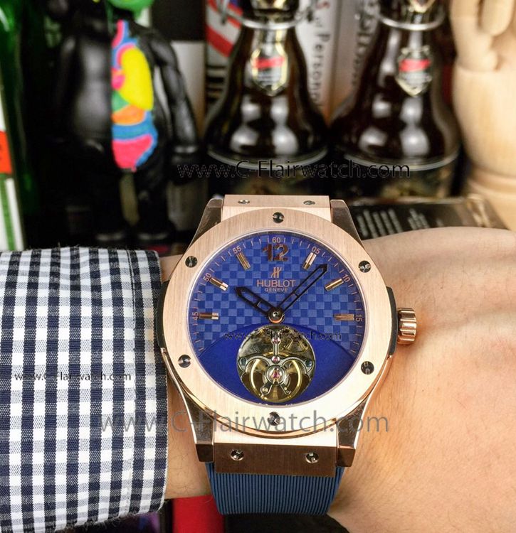 Replica Hublot Classic Fusion Tourbillon Watch Rose Gold 43mm